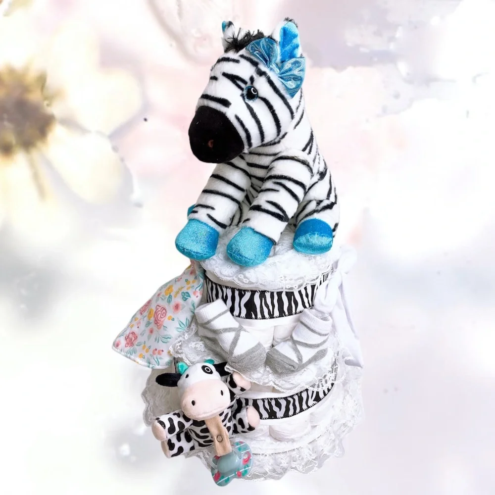Zebra Baby Girl Diaper Cake